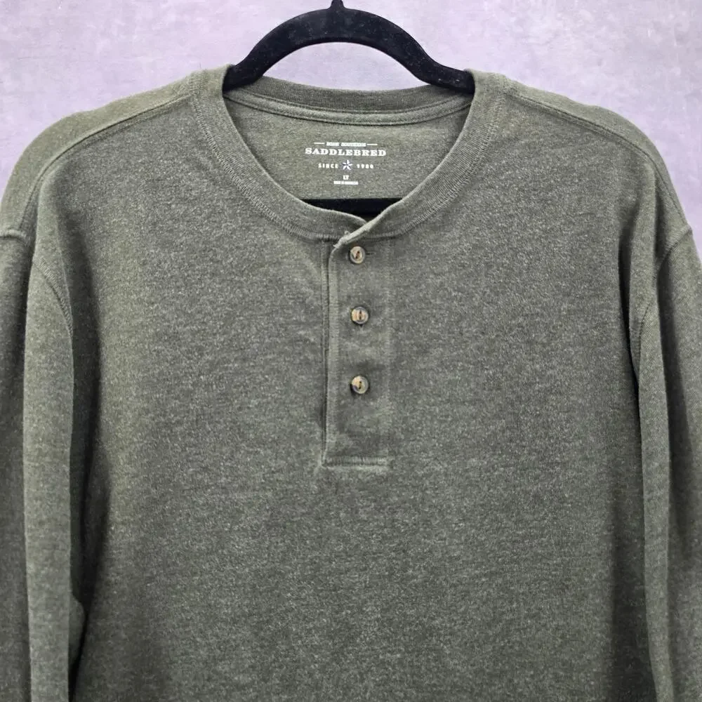Saddlebred Green Long Sleeve Pullover Cotton Tshirt‎ Tee Sweater Mens Large Tall